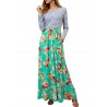 Floral Printed Striped Patchwork Maxi Casual Dresses
