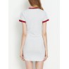 Casual Patchwork Split Short Sleeve O-neck Mini Dress For Women