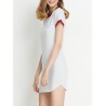 Casual Patchwork Split Short Sleeve O-neck Mini Dress For Women