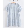Short Sleeve O-Neck Embroidery Wave Edge Casual Dresses