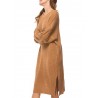 Casual Pure Color Side Splited Long Sleeve Women Sweater Dresses