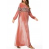 Islam Muslim Velvet Embroidery Pink Long Dress