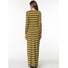 Women Casual Long Sleeve Stripe O-Neck Long Maxi Dresses