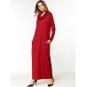 Casual Pure Color Turtleneck Long Sleeve Pockets Women Dresses