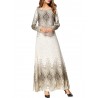 Elegant Print Long Sleeve Islam Muslim Slim Long Dress