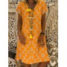 Pineapple Print Short Sleeve V-neck Casual Dress For Women