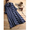 Patchwork Stripe Long Sleeve Lapel Vintage Shirt Dresses