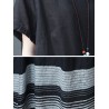 Stripe Print Patchwork Short Sleeve Vintage Dress For Women