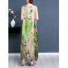 Side Splited Floral Print Elegant Sleeveless Maxi Dresses