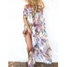 Off-shoulder Floral Leopard Print Maxi Dress For Women