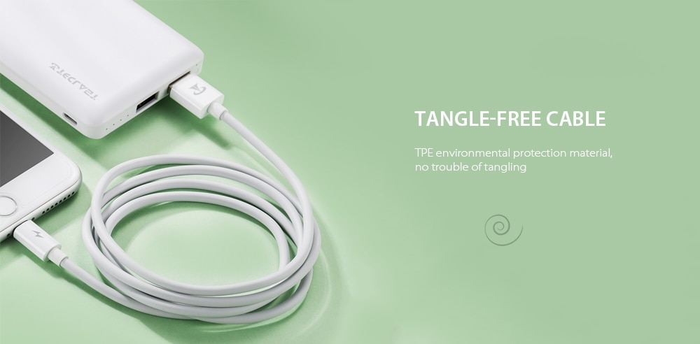 Teclast F12 High Elastic Anti-freeze Environmental Protection TPE Data Charging Cable- White 8 PIN