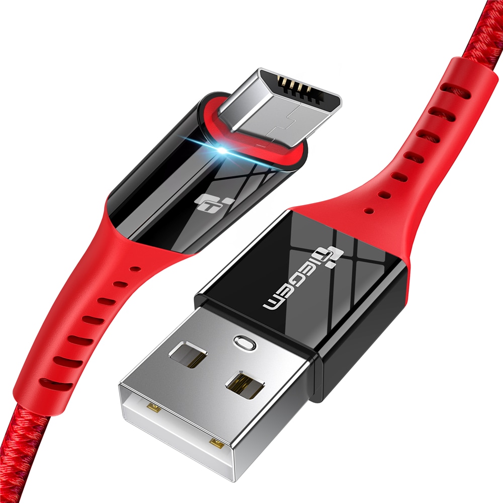 TIEGEM Micro USB Cable Quick Charge USB Data Cable for all Micro USB Devices- Black 30CM