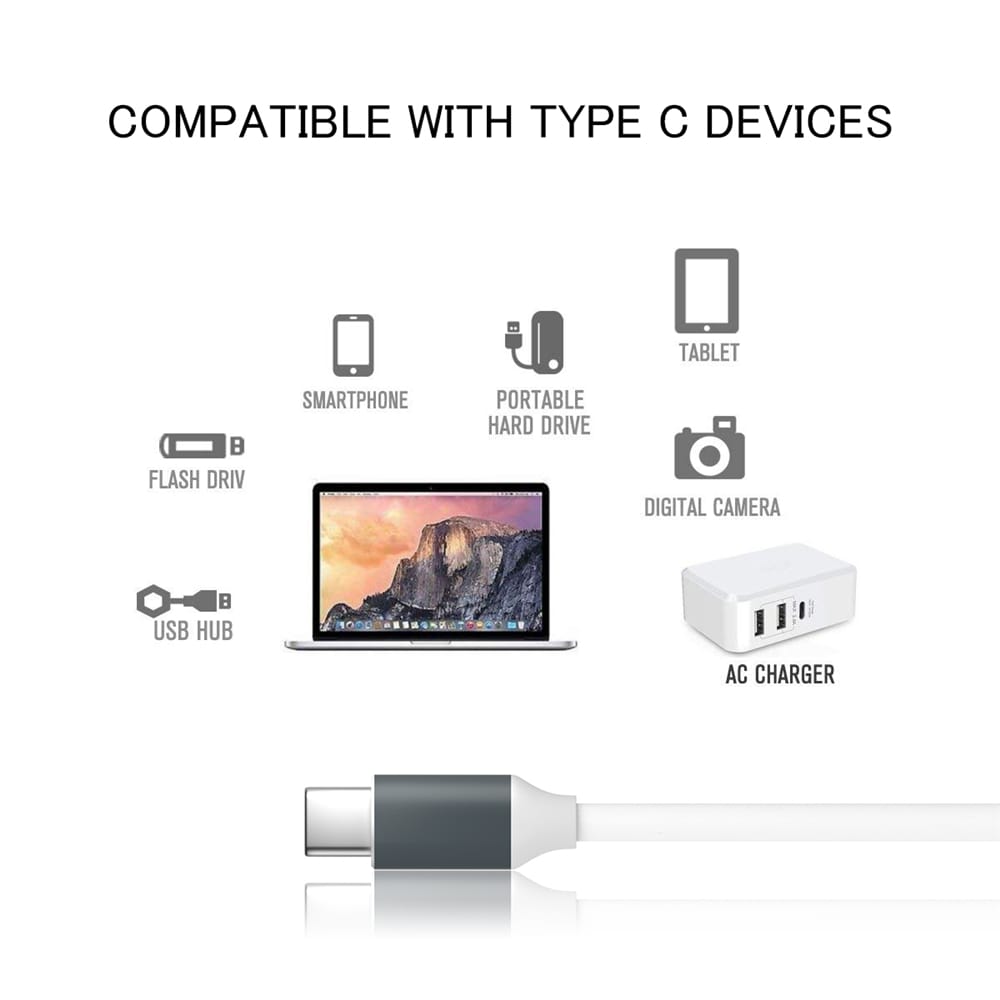 USB 3.1 USB-C Gen 2 E-Marker with 4K Video  20V/5A 85W PD 10 Gbps Data Cable- White 0.5M