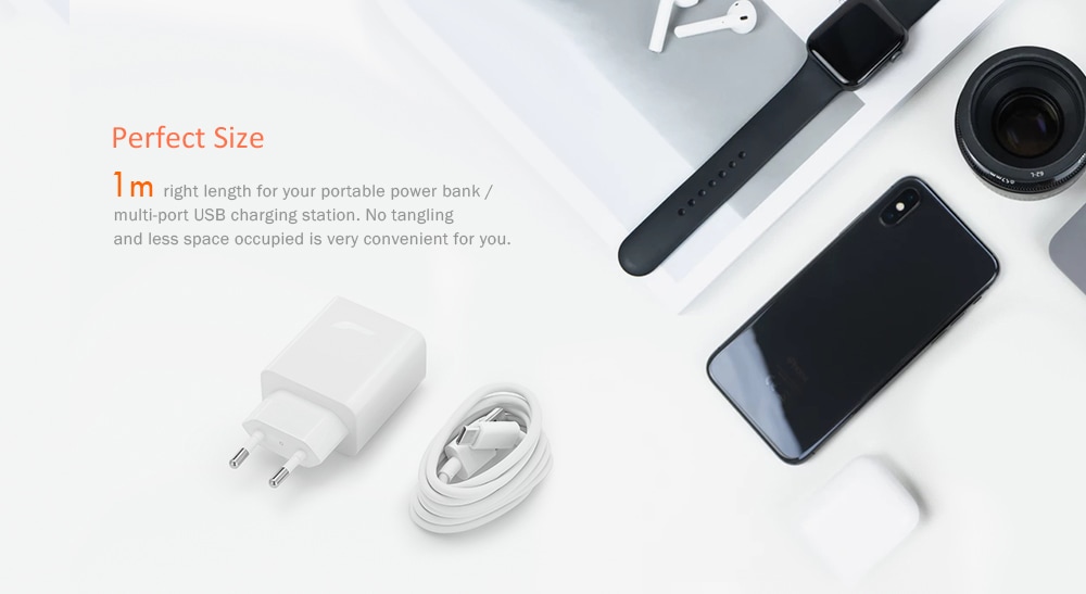 Original HUAWEI EU Plug Quick Charge Power Adapter + Type-C Charging Data Cable Set- White