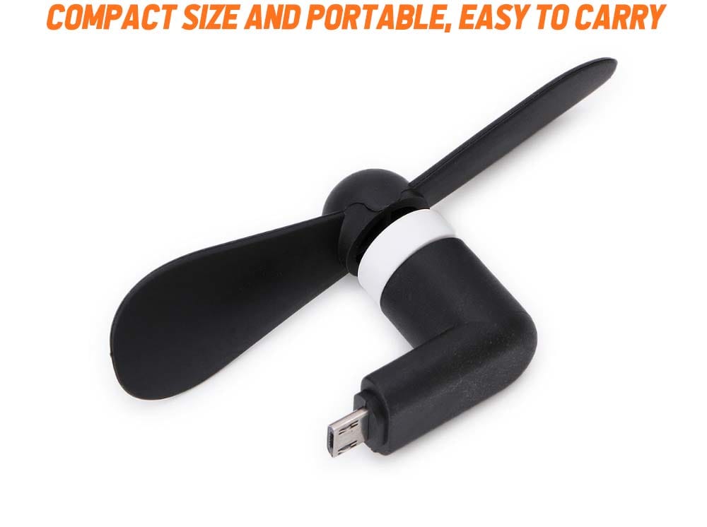 TPE Portable Micro USB Mobile Phone Mini Fan- Black