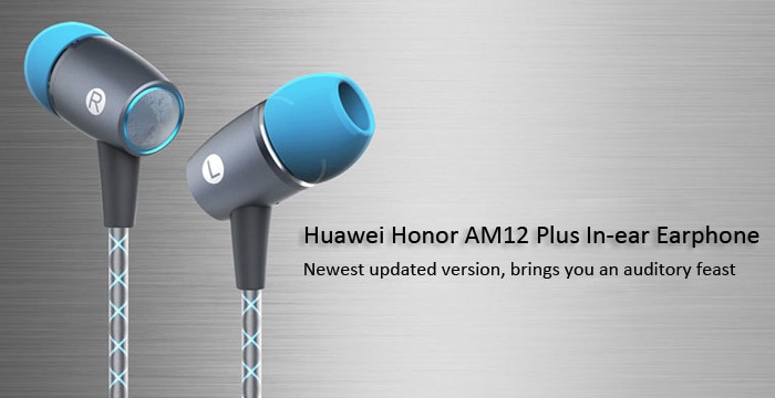 Original Huawei Honor AM12 Plus In-ear Earphone 3.5mm Jack Stereo Headphone with Mic Volume Control - Gray