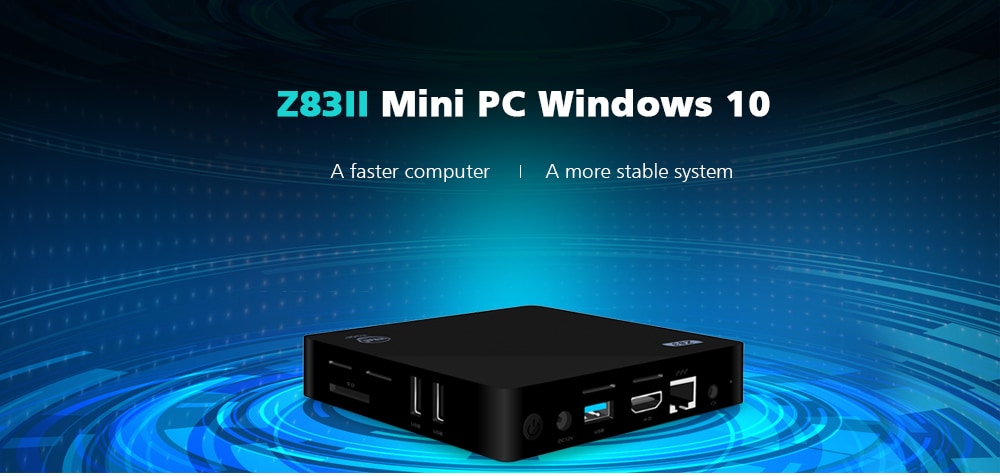 Z83II Mini PC Intel Atom x5-Z8350 Quad Core Windows 10 2.4G + 5.8G WiFi- Black 2GB RAM+32GB ROM EU Plug