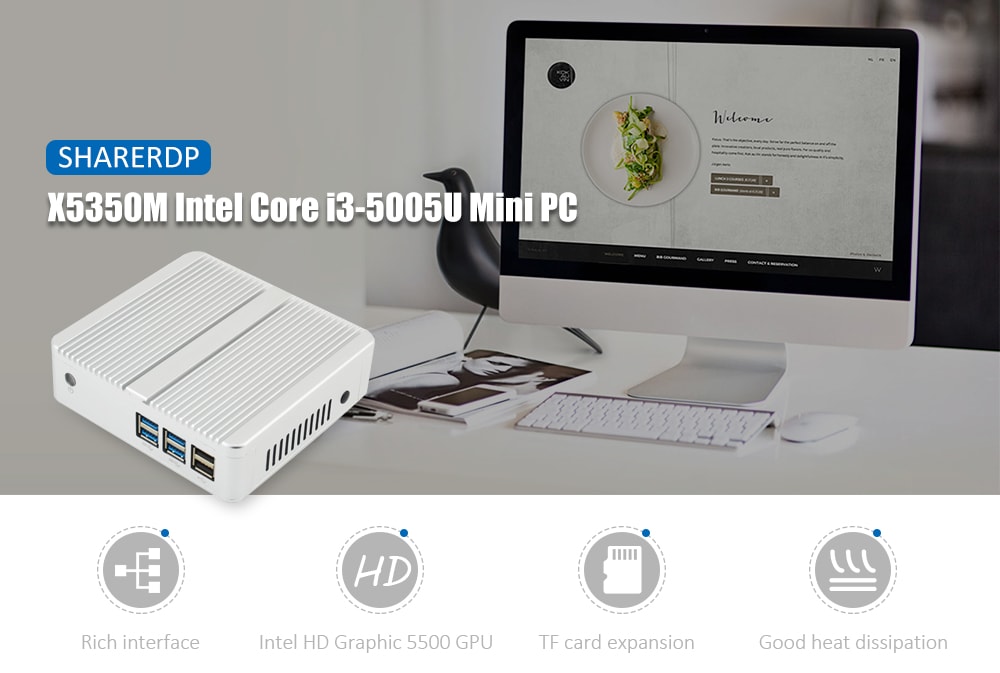 SHARERDP X5350M Intel Core i3 - 5005U Mini Home PC- Silver Barebone