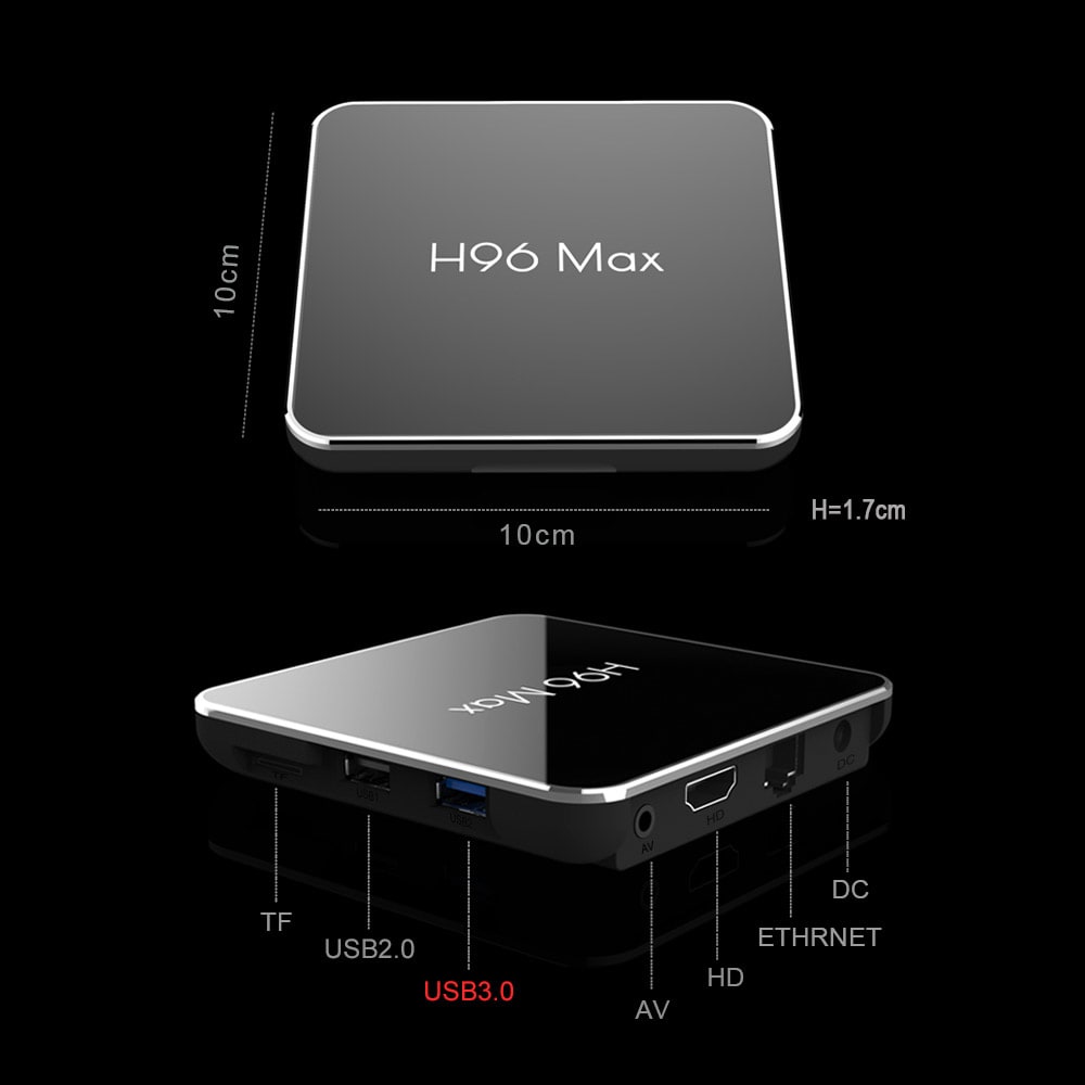 S905X2 H96 Max X2 Android 8.1 TV Box USB3.0 Set Top Box- Night 4+32G