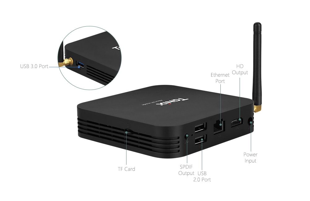 Tanix TX6 TV Box Allwinner H6 2.4GHz + 5.8GHz WiFi BT5.0 Support 6K H.265- Black 4GB RAM + 32GB ROM EU Plug