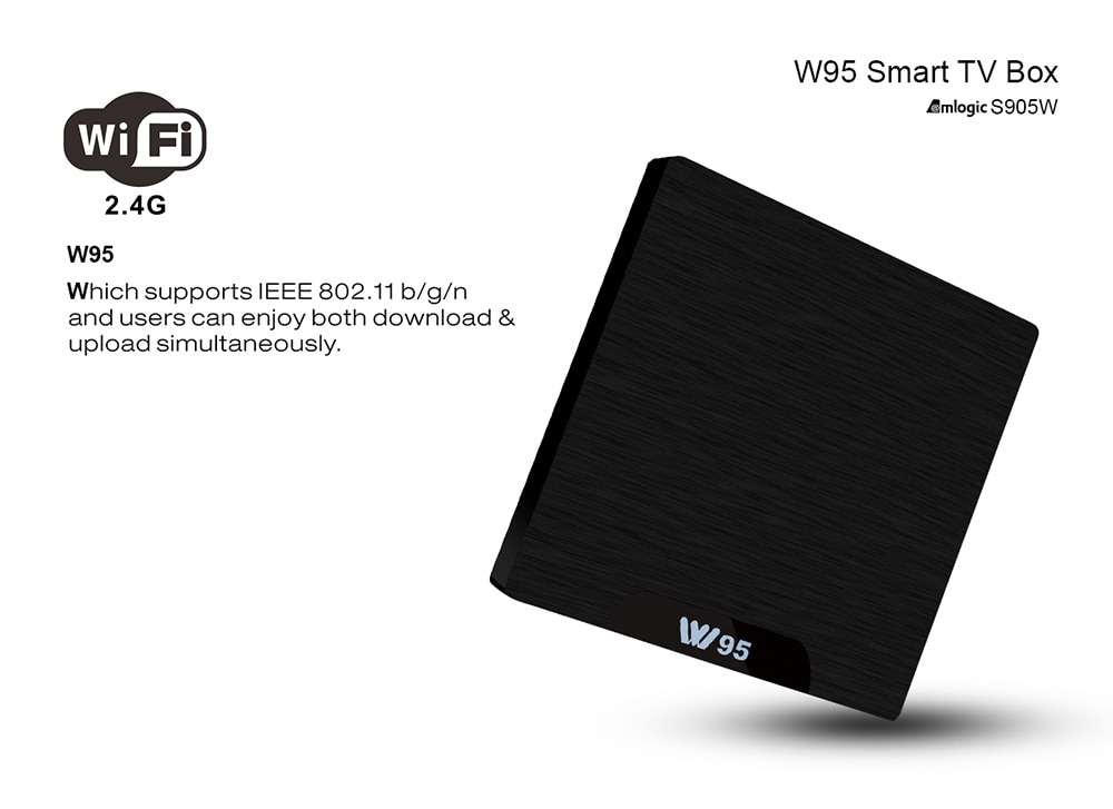 W95 Amlogic S905W TV Box 1.2GHz WiFi Android 7.1 2GB DDR3 + 16GB eMMC- UK Plug 1GB RAM + 8GB ROM