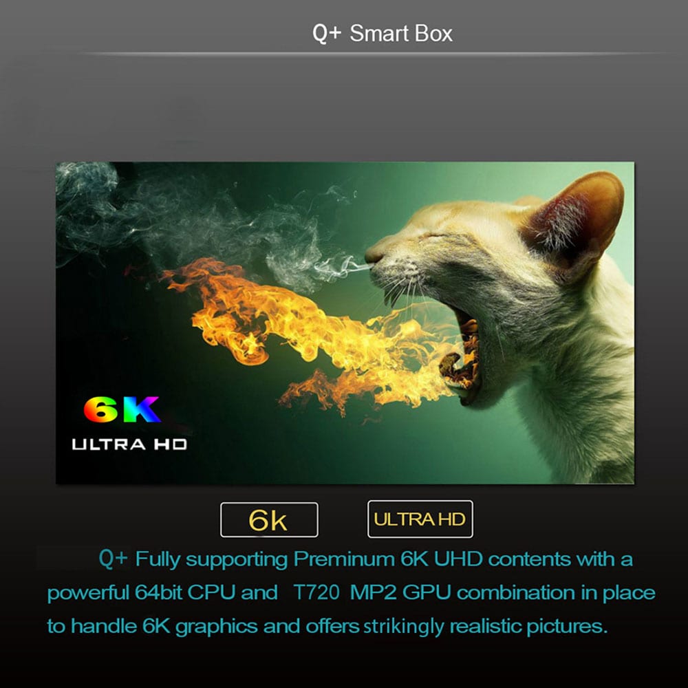 Q + Smart TV Box with Power Certification Allwinner H6 / Android 9.0- Black 4GB RAM+32GB ROM UK  Plug