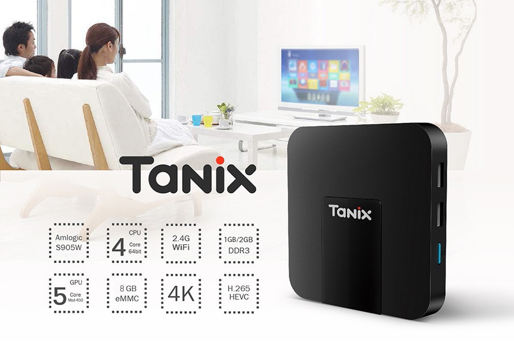 Tanix TX3 Mini TV Box S905W 2.4GHz WiFi Android 7.1 Support 4K- US Plug 1GB RAM + 8GB ROM