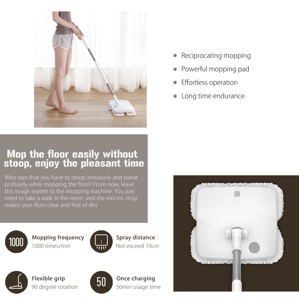 SWDK - D260 Wireless Handheld Electric Mop Floor Vibration Scrubber- White