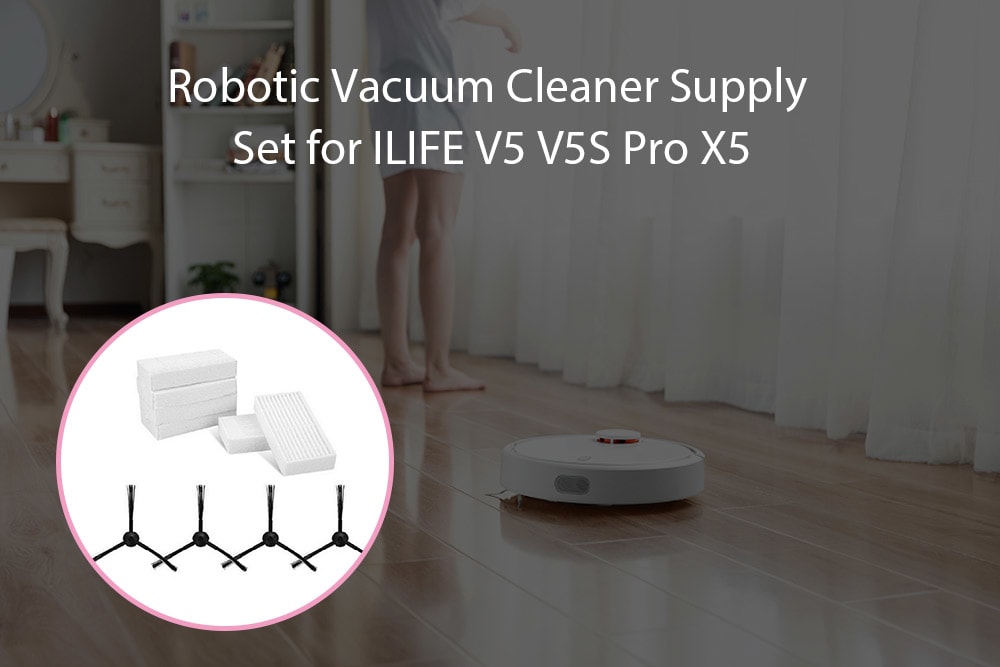 Professional Robot Vacuum Cleaner Accessories Set for  ILIFE V5 V5S Pro X5 4PCS Side Brush and 6PCS Filter- Colormix
