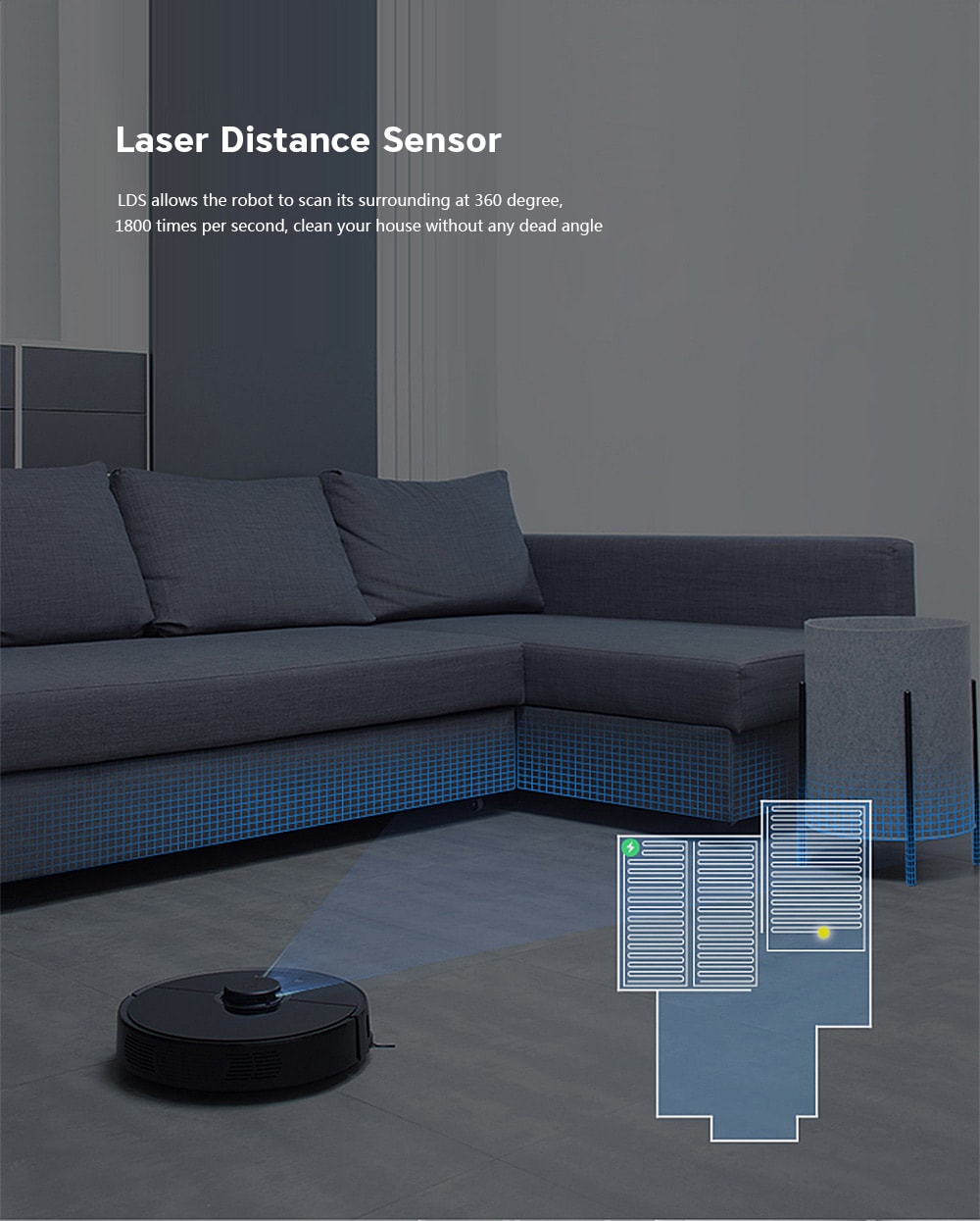 Roborock S55 Smart Vacuum Cleaner Intelligent Sensor System Path Planning- Black EU Plug