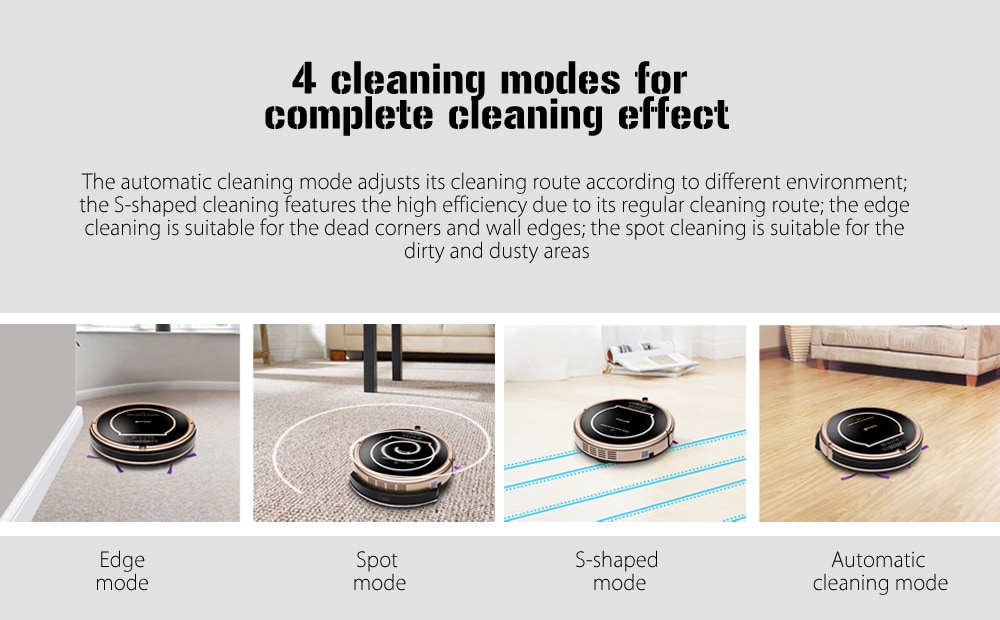 XShuai T370 Robotic Vacuum Cleaner Automatic Remote Control Cleaning Robot for Pet Dog Cat Hair- Black US Plug