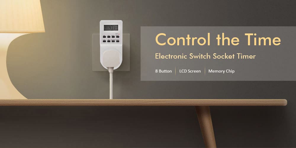 TS - T01 Digital LCD Random Function Electric Socket Timer - White