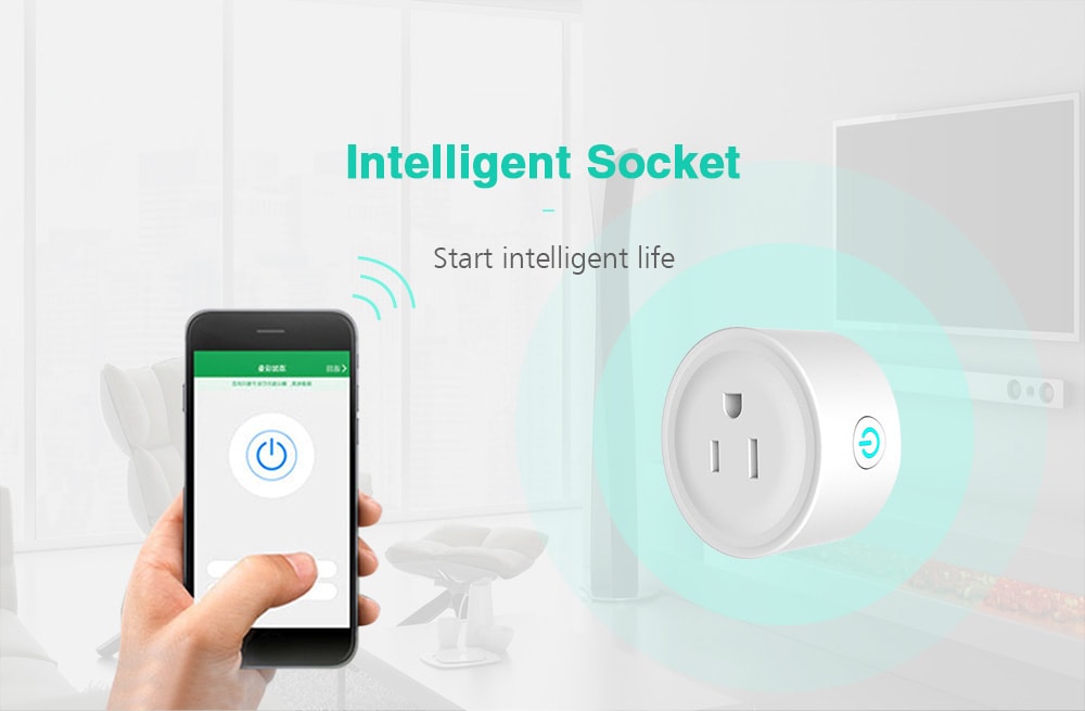 Wi-Fi Intelligent Socket Mini Wireless Remote Control Smart Plug Compatible with Amazon Alexa / Google Home / IFTTT- White