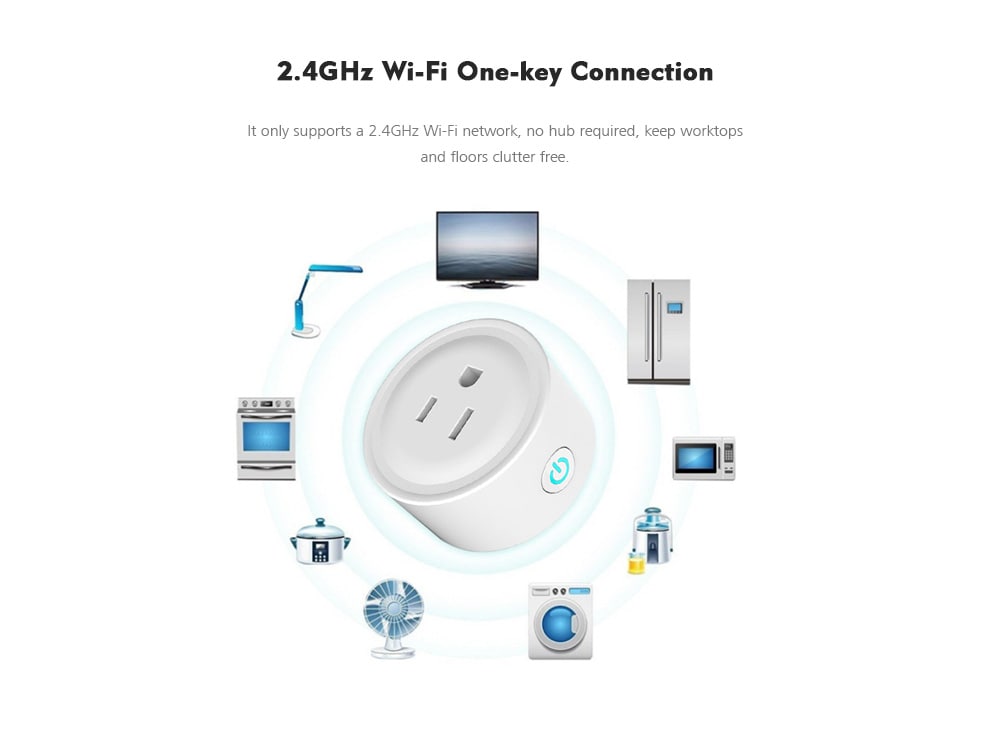 Wi-Fi Intelligent Socket Mini Wireless Remote Control Smart Plug Compatible with Amazon Alexa / Google Home / IFTTT- White