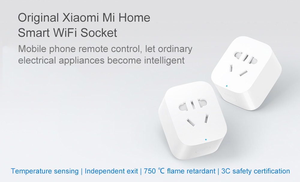 Original Xiaomi Mi Home Smart WiFi Socket APP Remote Control Timer Power Plug for Electrical Appliance- White
