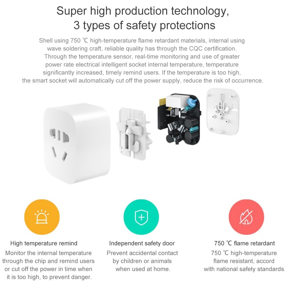 Original Xiaomi Mi Home Smart WiFi Socket APP Remote Control Timer Power Plug for Electrical Appliance- White