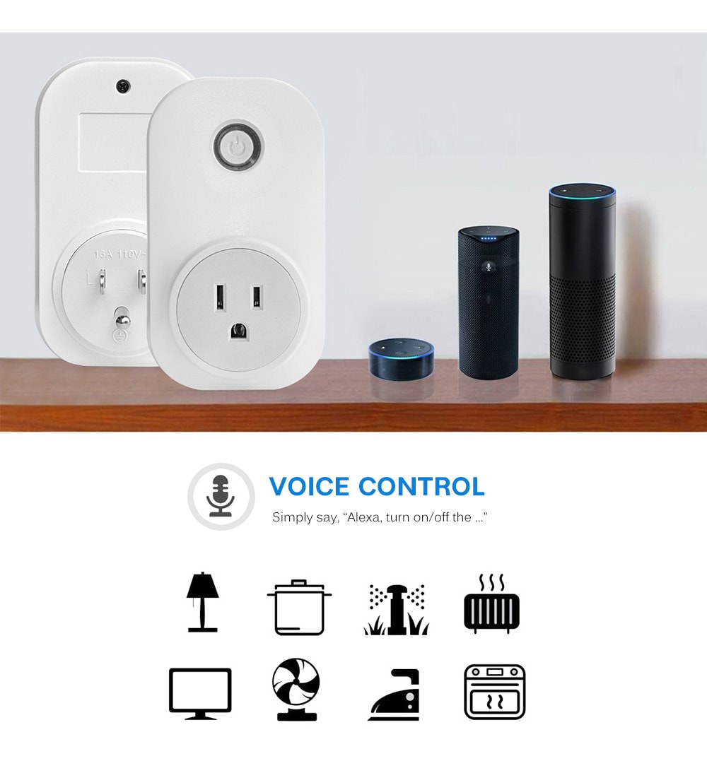PS - 16 Timing Smart Switch Socket Wireless US WiFi Phone Remote Repeater AC Plug Outlet- White