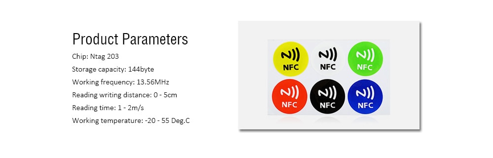 122806 Ntag 203 NFC Smart RFID Label for NFC Cell Phones 6PCS- Colormix