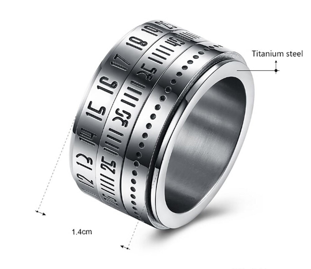 Stylish Titanium Ring of Time Swirling- Silver US 11