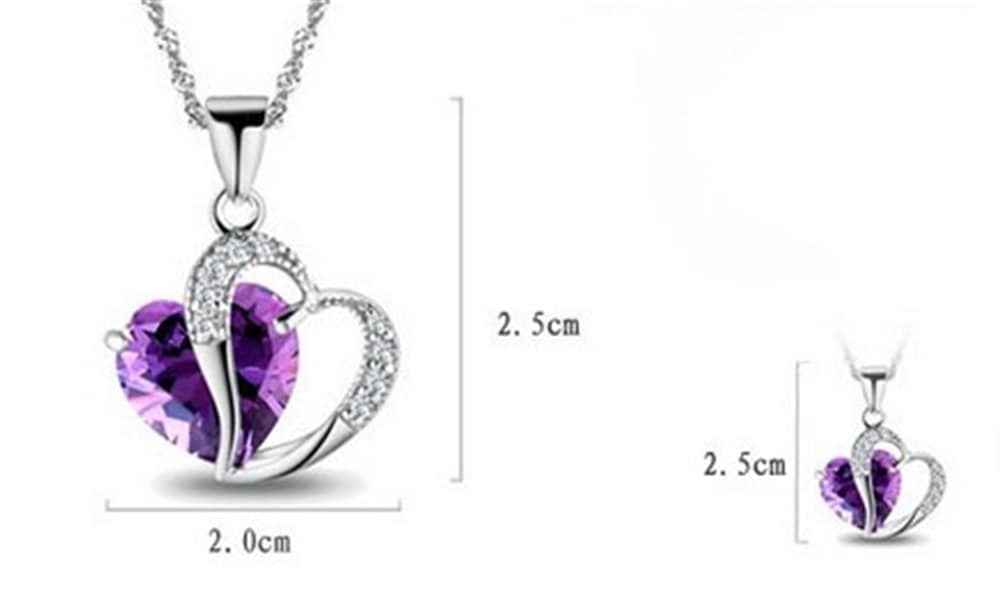Fashionable Heart Shaped Pendant Necklace- Sky Blue One Size
