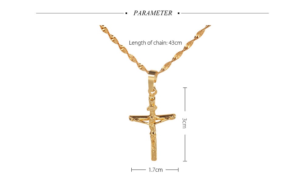Stylish 24K Plated Gold Color Christian Cross Twisted Singapore Chain Necklace for Men- Golden