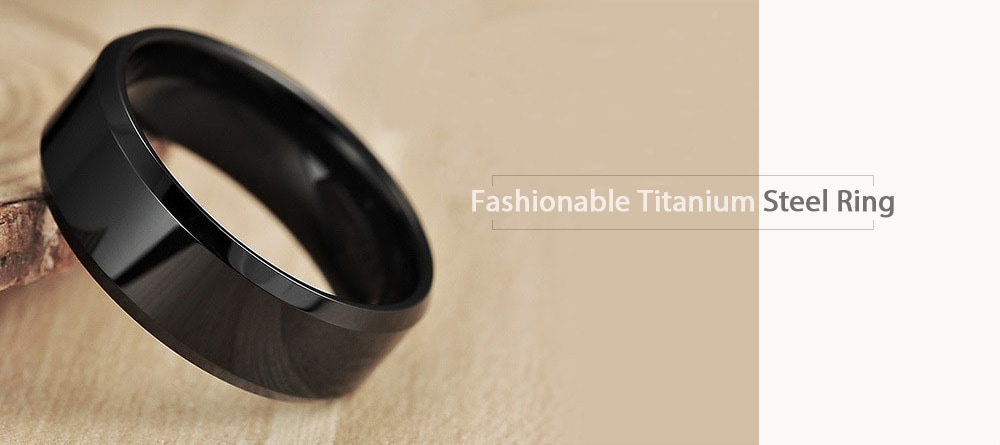 Unisex 8MM Fashionable Titanium Steel Ring- Silver 9