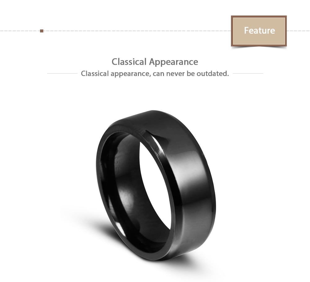 Unisex 8MM Fashionable Titanium Steel Ring- Silver 9