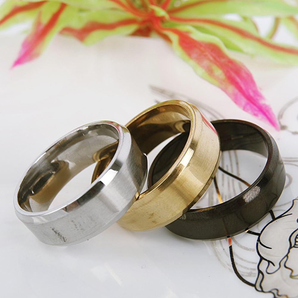 Women for Men Fashionable Stainless Steel Matte Ring Jewelry Gift- Gold US 6