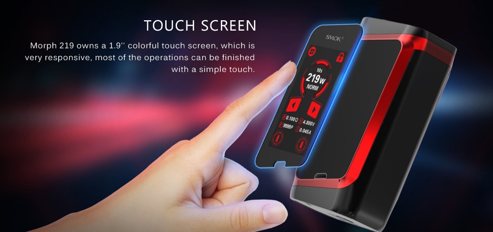 SMOK Morph 219 Touch Screen IQ - S Chip Various Modes 219W Box Mod- Black