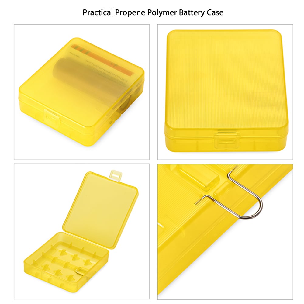Protective Propene Polymer Battery Case Storage Box with Hook for 4pcs E Cigarette 18650 / 18350 Batteries- Transparent