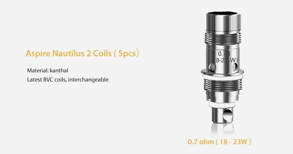 Original Aspire Nautilus 2 0.7 ohm Coils for E Cigarette（5pcs）- Silver