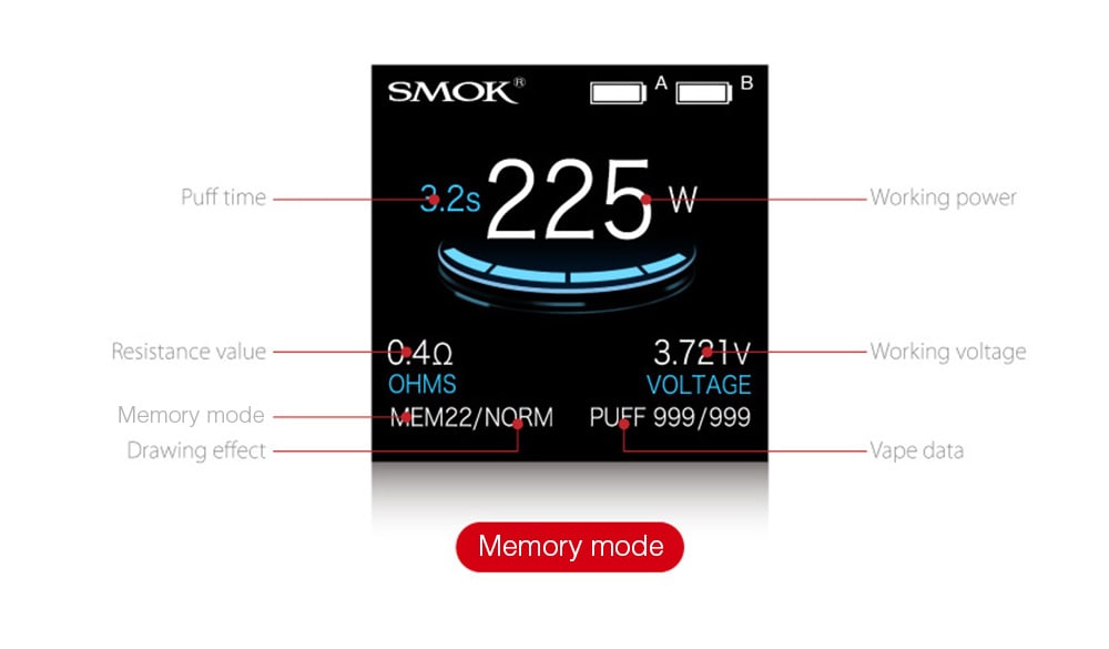 Smok Mag TC Mod Supporting 2pcs 18650 Batteries for E Cigarette- Black