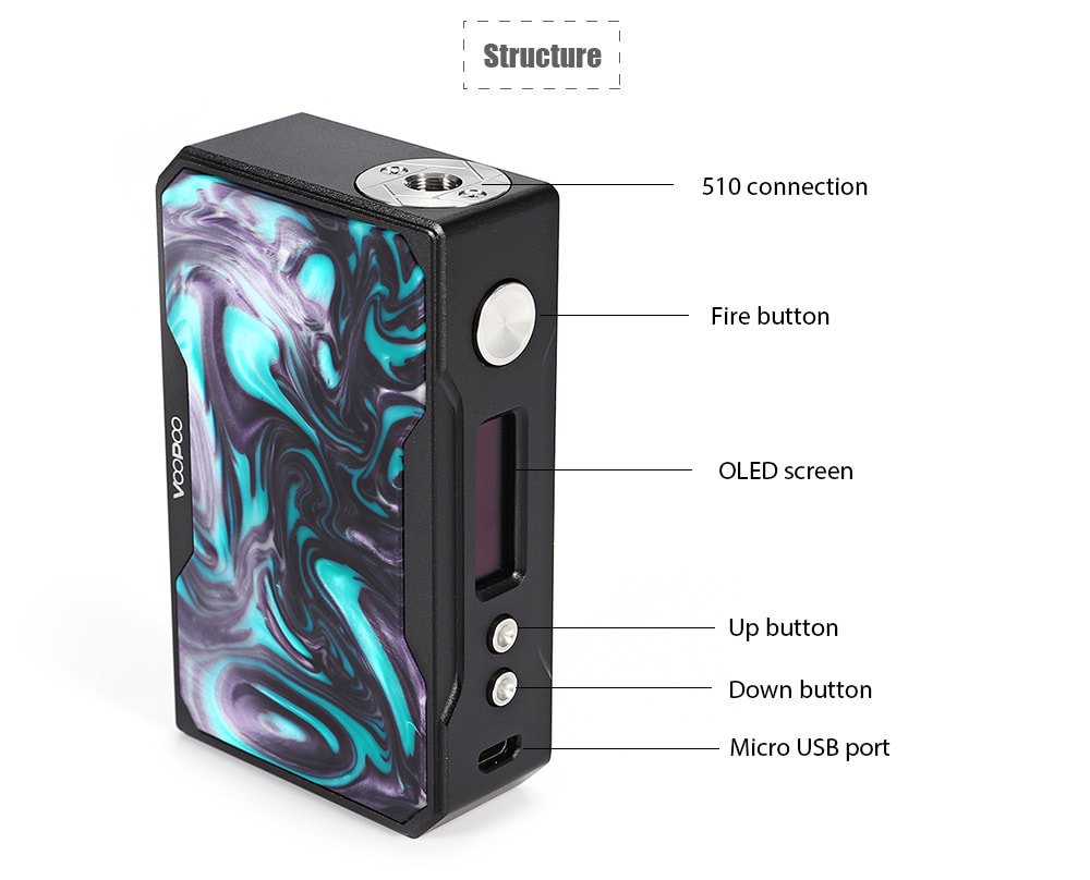 VOOPOO DRAG 157W TC Box Mod with 0 - 7.5V / 200 - 600F / Upgradeable Firmware for E Cigarette- Blue and Red
