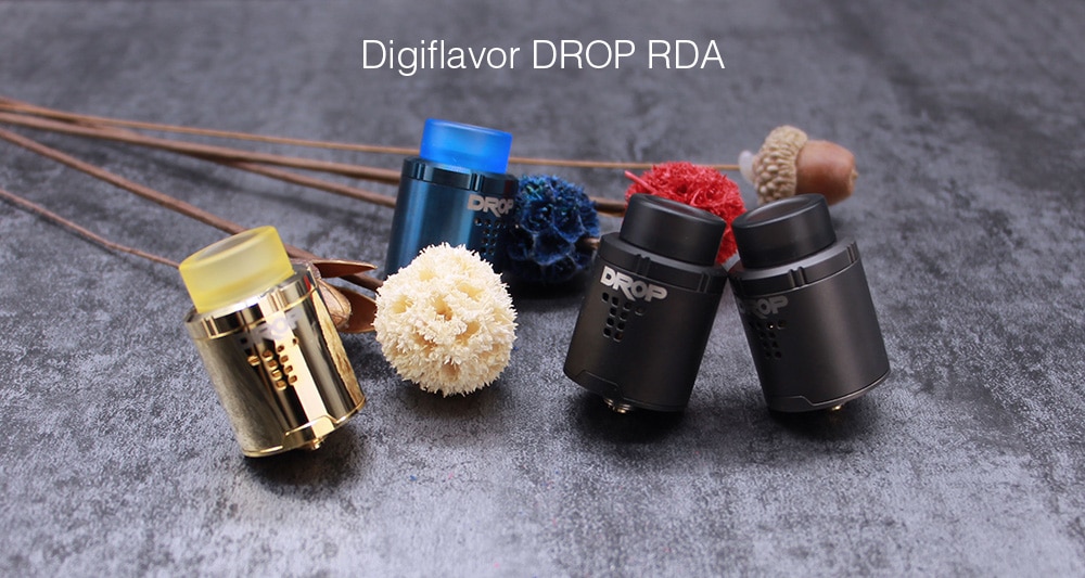 Original Digiflavor DROP RDA with Side Airflow / Gold-plated Pin for E Cigarette - Black